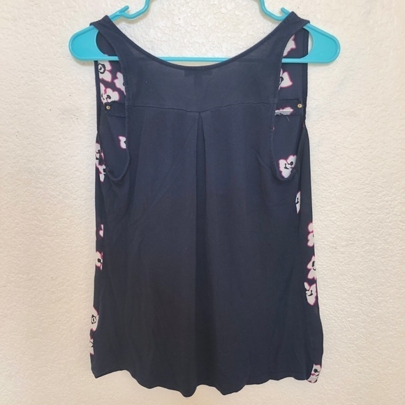 Express Navy Blue Floral Quarter Zip Tank Top womens professional business work - Picture 4 of 6